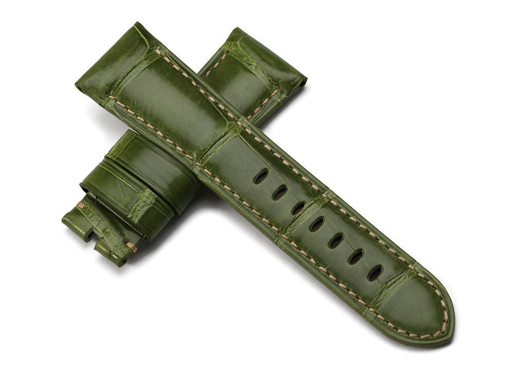 Vert Véritable Réel Aligator En Cuir Bracelet De Montre 24mm/22mm