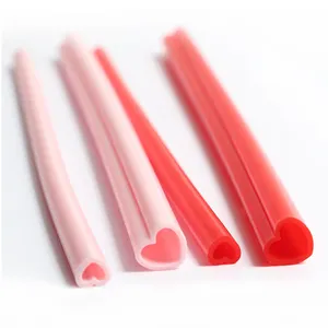 Heart shape silicone eco-friendly foldable drinking collapsible telescopic straw