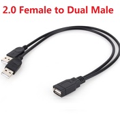 Envío Directo 50cm USB 2,0 B Montaje en panel hembra a Mini Cable de extensión de ángulo descendente macho de 5 pines