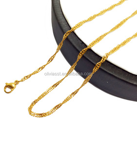 Collier de chaîne en acier inoxydable, lien de chaîne bon marché, 2mm 18k <span class=keywords><strong>or</strong></span> véritable, collier en forme de vague d'eau, bijoux pour hommes garçons - Product Image 3
