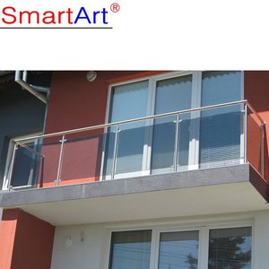 Balustrade moderne <span class=keywords><strong>en</strong></span> <span class=keywords><strong>acier</strong></span> <span class=keywords><strong>inoxydable</strong></span> et <span class=keywords><strong>acier</strong></span> au carbone avec verre trempé résistant à l'eau pour villa, avec caches-embouts - Product Image 3