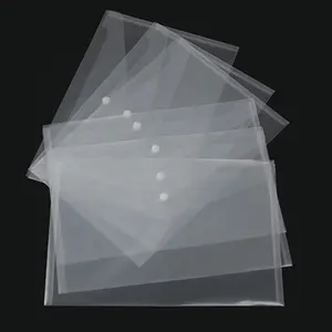 A4透明透明塑料聚丙烯文件夹聚文件袋，带纽扣封口