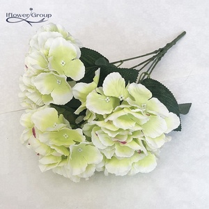 Artificial 5 cabezas hydrangea bouquet marfil hortensias seda flores - Product Image 6