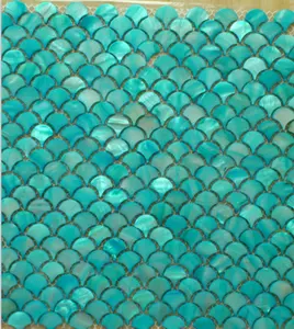 Mosaic Tile Factory Price Hot Sale Blue Fish Scale Shell Mosaic Tile Pattern