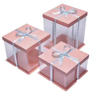 صندوق كعك للاستخدام في حفلات الزفاف مصنوع من البلاستيك الشفاف المخصص للطعام بأشكال الحيوانات الأليفة مع شعار