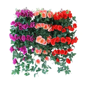 Künstliche Blumen Seide Rose Flower Vine Garland Hochzeiten Blumen wand für Hausgarten Dekoration