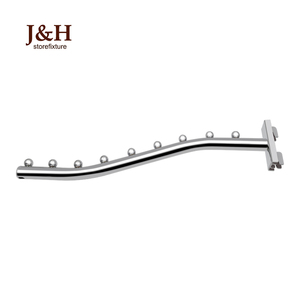 Clothing Store Round Tube Waterfall Metal <strong>Chrome</strong> Slotted Channel Display <strong>Hook</strong> with Beads Balls - Product Image 5
