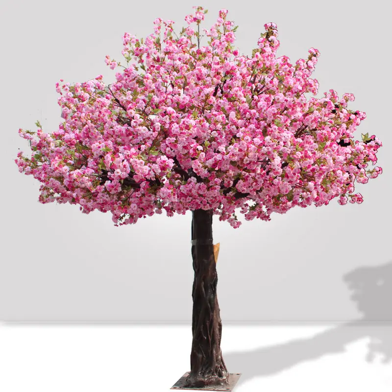 מלאכותי פלסטיק עץ מקורה פרח עצי דובדבן אפרסק ורוד פרחים לחתונה קישוט