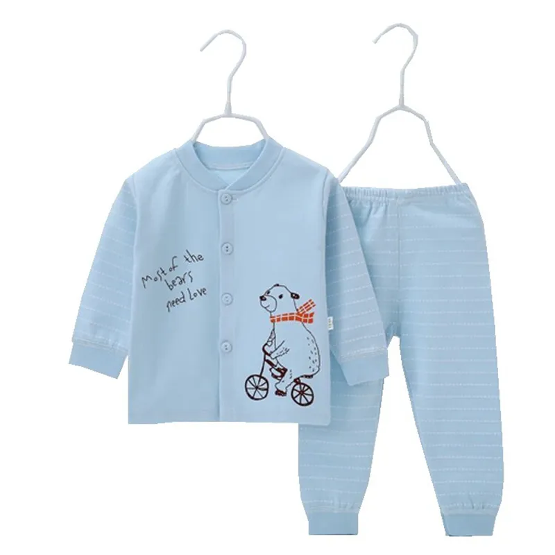 Yeni çocuk giyim iç çamaşırı seti pamuk pijama penye pamuk karikatür giysi iki adet