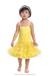 Gaun Anak Perempuan, Pakaian Anak Perempuan, Rok Sifon Warna Permen, Kawat Bunga, Gaun Sutra untuk Anak-anak