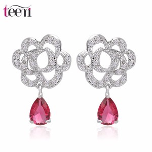 Forme Teemi gros Top qualité plaqué rhodium Fleur Zircon Pavée femmes Dress Fashion Party Boucles d'oreilles Cubic Bijoux de mar - Product Image 1