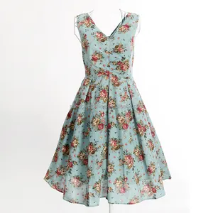 Designer de uma peça vestido de linho do vintage 1950s mulheres plus size roupas
