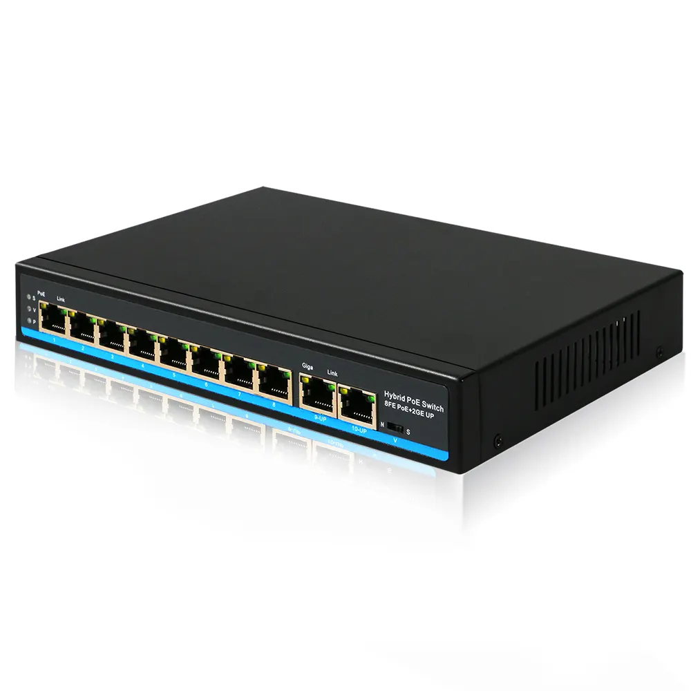OEM 250m 4 8 9 10 16 24 32 48 Porta 8 porte di Rete CCTV Ethernet Switch PoE 48V per Telecamera IP Hikvision Ds-