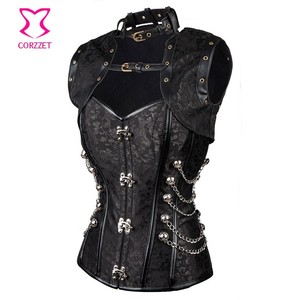 Corsetto marrone Gothique Steampunk giacca completo Burlesque Sexy donna foto corsetto Slim Fit - Product Image 5