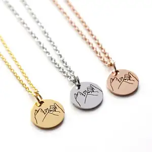 Cheap Fancy Girls Sisters Jewelry Bestfriends Relationship Personalized Disc Coin Pinky Promise Disk Necklace