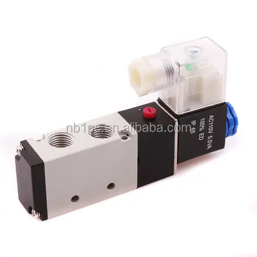 1 neumática 4V210-08 5 Puerto 4 vías 2 posiciones solenoide válvula de aire para sistema neumático