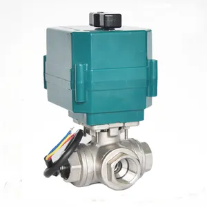 Miniatuur Elektrische Actuator Controle L/T Flow 3 Weg Motorkogelklep 3/4"