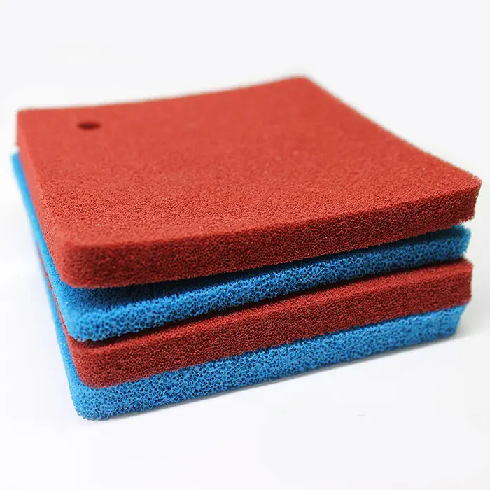 Red blue open celled silicone sponge rubber