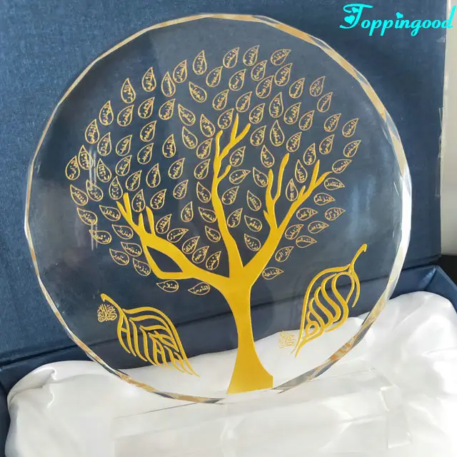 Árbol de cristal creativo, diseño de árbol de cristal, inscripción de Allah 99, nombres para 2019, novedad