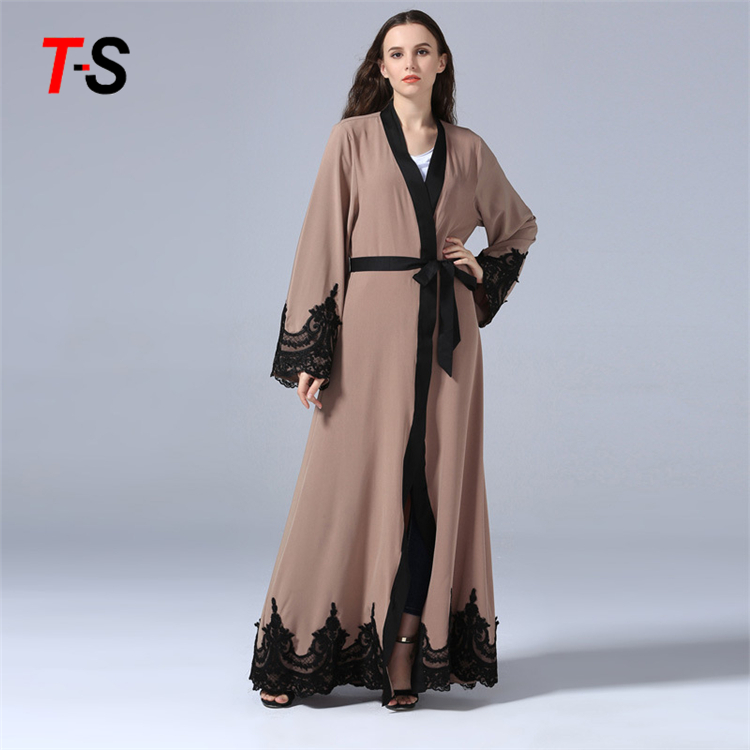 С длинным рукавом Дубай Макси-Абая мусульманское платье