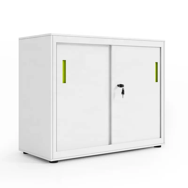 Metal 2 Doors Office Metal Filing Cabinet Office Sliding Door Cabinet Storage Solution Furniture