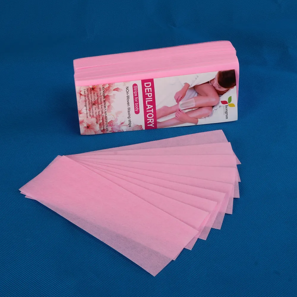 Розовая Нетканая Восковая бумага для удаления волос для женщин 7 см x 20 см 80 г/м2 100 шт.