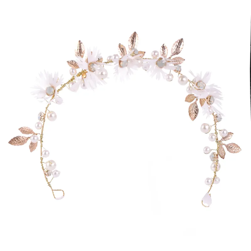 Metallo Della Lega Della Perla Hairband Del Fiore Della Fascia Del Bambino Accessori Dei Capelli Della Ragazza Della Fascia