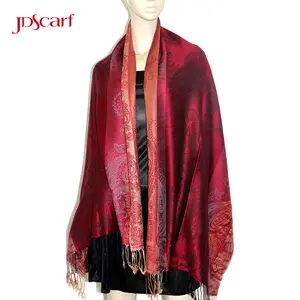 Jacquard shawl nepal multi-color paisley pattern scarf pashmina
