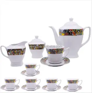 Чайный набор из 17 квадратных чайных кружек из эфиопского фарфора