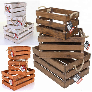 Antigua caja de madera caja de almacenamiento con la tapa oscilante - Product Image 6