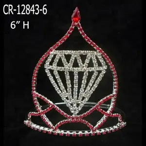 다이아몬드 모양의 슈퍼맨 티아라 미인 대회 라인 석 왕관