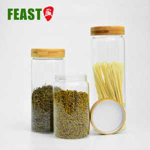 Juego de <span class=keywords><strong>botes</strong></span> de cocina apilables, 4 frascos de vidrio transparente, tapa de bambú hermética para el hogar - Product Image 5