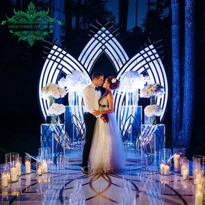 مستطيل أبيض الخشب قاعدة الاكريليك ديكور خلفية موقف للمناسبات والافراح - Product Image 6