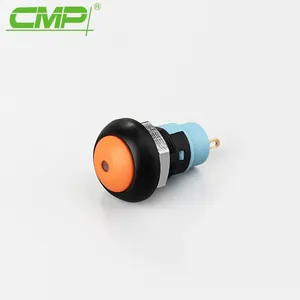 CMP 2A 12mm LED Lamp Plastic Push Button Switch Waterproof Latching On/Off Red Black Color IP67 Momentary 1NO 12V