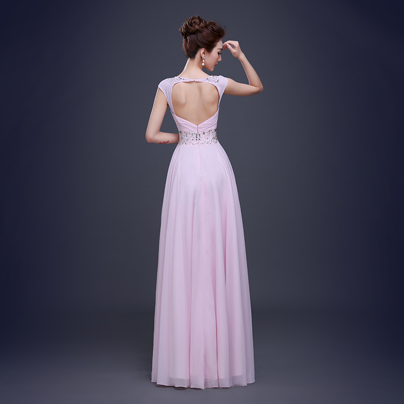 Elegant Chiffon Evening Dresses - Backless Beaded Gowns