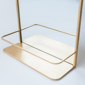 Nordic Decorative <strong>Rectangular</strong> <strong>Gold</strong> Metal Frame Wall Mounted <strong>Mirror</strong> with Shelf for Bathroom Home Decor - Product Image 4