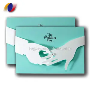 Tarjeta de felicitación de estilo europeo con impresión personalizada, tarjeta de invitación de boda exquisita hueca