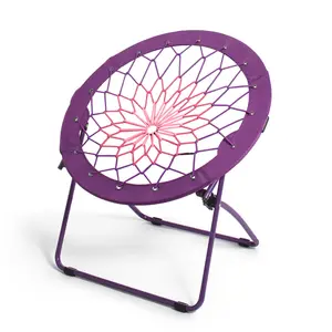 Açık kullanım için yüksek kaliteli katlanır Bungee sandalye Modern tasarım satılık plaj mobilyaları için çelik çerçeve halat-çin tedarikçisi