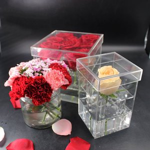 Rõ Ràng Acrylic Flower Rose Hộp Với Nắp Bán Buôn Acrylic Hộp Sô Cô La Acrylic Flower Box Với Lỗ - Product Image 2