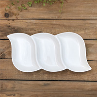 Plat en céramique blanche à 3 compartiments, vente en gros, livraison gratuite, en stock