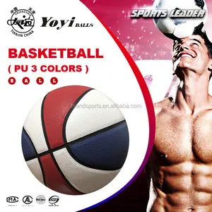 Tamaño oficial 7 y tamaño 6 premium de cuero de la PU de 3 colores rojo azul blanco de baloncesto