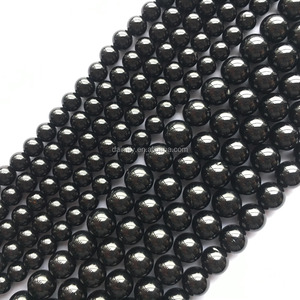 <span class=keywords><strong>Spinelle</strong></span> noire naturelle ronde de qualité A perle de pierre précieuse bijoux en pierre semi-précieuse bracelet et collier à bricoler soi-même - Product Image 1