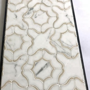 Commercio all'ingrosso Irregolare a getto d'acqua di taglio di piastrelle di <span class=keywords><strong>mosaico</strong></span> di marmo di nuovo disegno - Product Image 5