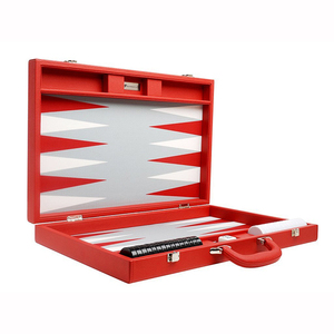 Entusiasmante <span class=keywords><strong>Gioco</strong></span> da Tavolo <span class=keywords><strong>Backgammon</strong></span> Pieghevole da Viaggio in Scatola di Pelle Rossa - Product Image 5