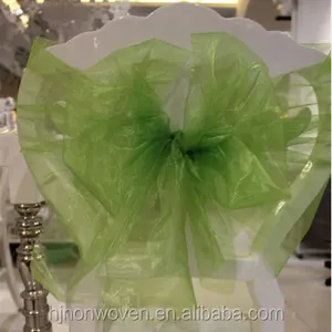 Lente Groene Bruiloft Stoel Cover Organza Sash Knopen