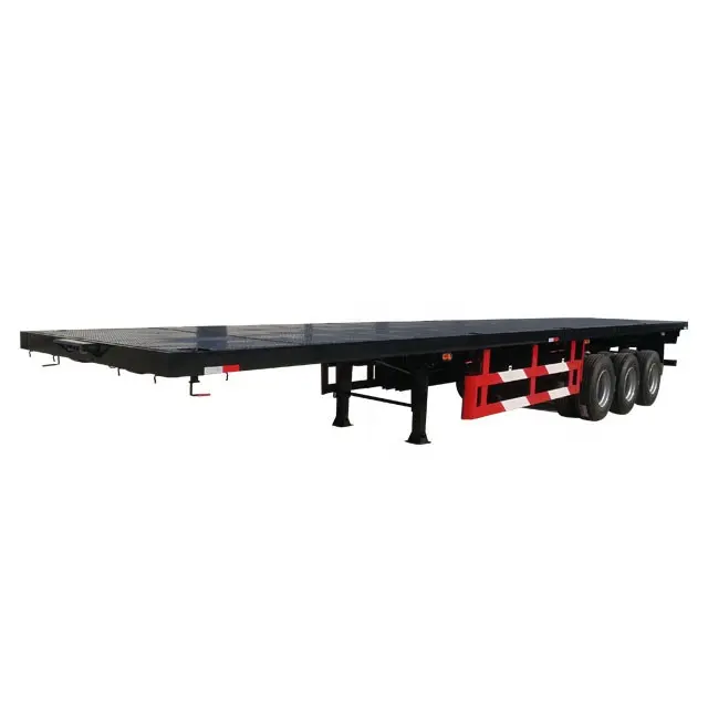 Remolque plano de tres ejes de 40 pies, dimensiones estándar, camión con remolque de cama plana de 40 pies, fabricado en china