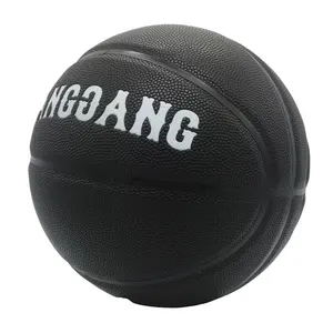 Kunden spezifischer schwarzer Leder basketball mit weißem Logo Größe 29.5