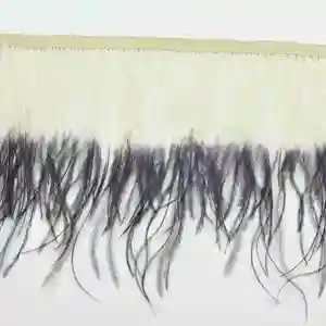 De moda exuberante pelaje mixto teñido pluma de avestruz Trim cinta para prendas de vestir WFT-011