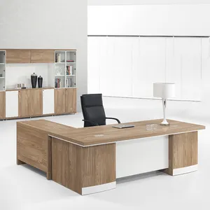 Executive Wooden Desk Modern MFC Wooden L Shaped Office Furniture Boss Ceo Manager Executive Corner Counter Working Table Desk With Set