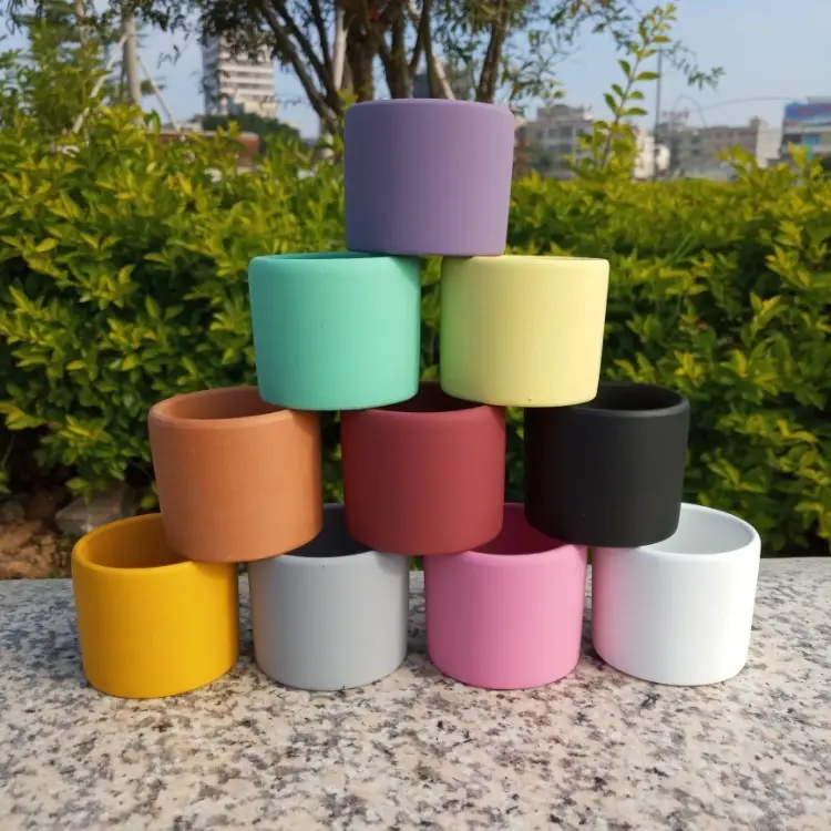 wholesale cylinder multi-color glazed small italian terracotta pot for home decoration